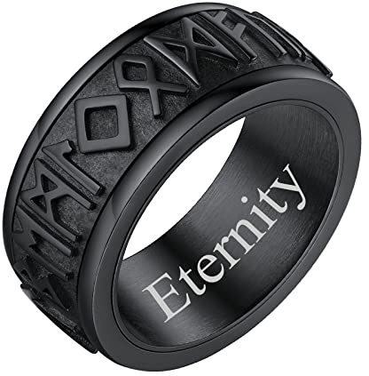 FindChic Herren Damen Spinner Fingerring Personalisierter Viking Rune Bandring drehbarer Fingerring mit Geschenkebox für Valentinstag Geburtstag