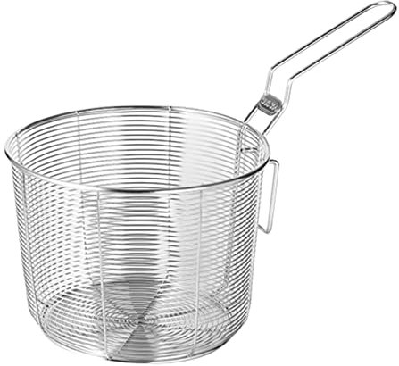 LOVIVER Panier à Frire Rond en Fil métallique Facile à Nettoyer écumoire Frites Panier à friture de Poulet en Maille Panier à friture pour Frites de Camping, 16CM
