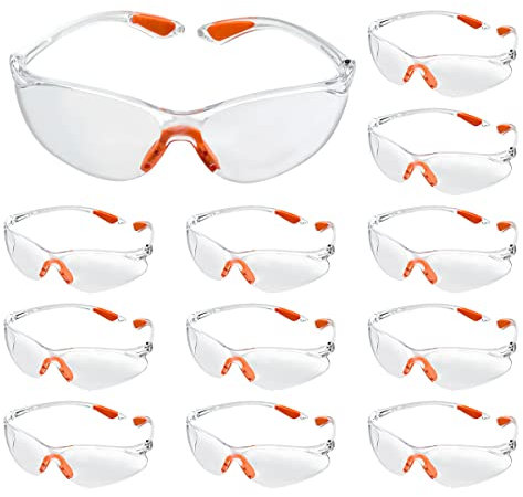 TMBMLPP Clear Safety Glasses, 12 pcs Eye Protection Glasses, Work Glasses Safety, Lab Goggles, Protective Glasses, Eye Protection, Safety Glasses,for Work, Construction, Laboratory,Anti Dust,Chemistry