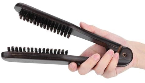 Haarglätter Bürste, 21x3,5 cm/8,2x1,4 Zoll Professioneller Doppelseitiger aus Holz Bürste für Glattes Frizz, Antistatisch Doppelbürstenkamm Krauses Bürste Haarglätterbürsten Haarstyling Werkzeuge
