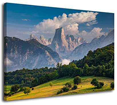 INGENIA HOME Cuadro lienzo canvas El Naranjo de Bulnes Picu Urriellu Macizo de los Urrieles Picos de Europa Cabrales, Principado de Asturias - Alta resolución – Varias medidas (100_x_66_cm)