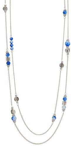 Bulinlin Damen Lange Kette Gold Lange Perlen Statement Kette Gold Modeschmuck Geburtstagsgeschenk für Frauen