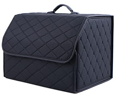 GENTRE Kofferraum Organizer,Luxus-PU-Leder Aufbewahrungsbox für Mercedes Benz CLA AMG CLA35 CLA45 CLA45S,großer Faltbare Trunk Organizer mit Deckel und Griffe Auto zubehör,A-Black-M