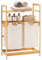 YOUDENOVA Cesto para la colada de bambú con 2 estantes con 2 bolsas de lavandería extensibles para dormitorio, baño o lavandería, 93 x 64 x 33 cm, color marfil