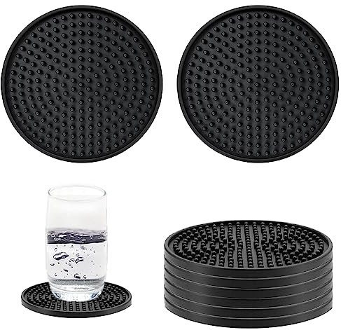 XHNFCU 8 sottobicchieri rotondi in silicone, antiscivolo, per tazze e tavoli, per casa, caffetteria, bar, hotel