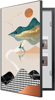 Hengqiyuan Cache Tableau Electrique Decoratif - Hide Meter - Cache Compteur Electrique Mural Disponibles - Idéal pour Votre Maison, F (Black), 50×70cm