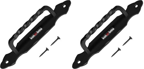 KOTARBAU® Türgriff 190 mm Schmiedeeisen Türklinke Handgriff Schwarz Torgriff Stahltürzug Haltegriff Griff Türbeschlag Torbeschlag Schiebtür Möbelgriff (Packung mit 2)