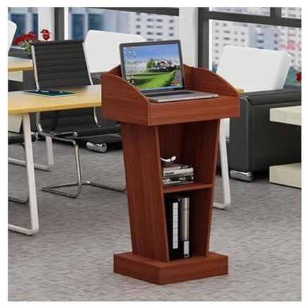Tragbare Rednerpulte Density Board Stehendes Rednerpult mit 2-lagiger offener Aufbewahrung Konferenztisch Laptop-Schreibtisch Moderner Podiumsständer