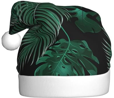 Bananenblatt-grüne Weihnachtsmütze, Nikolausmütze Für Erwachsene Drucken Komfort Plüsch Xmas Hut Für Weihnachten Neujahr Liefert