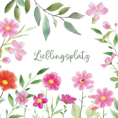 20 Servietten Sprüche Lieblingsplatz in Blumen als Tischdeko. Papierservietten mit Motiv. Auch für Decoupage und Serviettentechnik 33x33cm
