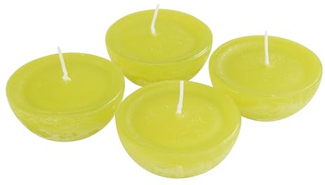 Wenzel Schwimmkerzen Rustic Groß 4 Stück 8 cm Durchmesser 3.5 cm Höhe aus Wachs für ganzjähriges Ambiente Set mit 4 Kerzen Limone