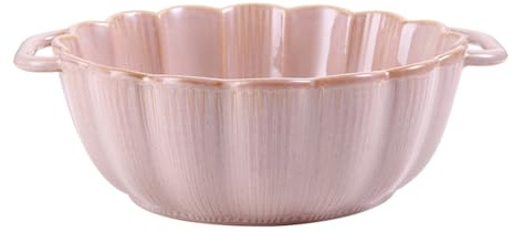BURLOE Rosa,S, Große Tiefe Lasagneform, Runde Auflaufform Aus Keramik Mit Griff Ramenschale Mikrowellen Ofenfest Backgeschirr Porzellan Für Ofen Küche
