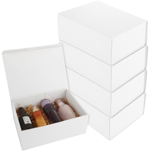 LDXDRU Weiße Geschenkboxen mit Magnetdeckel, 24,1 x 17,8 x 10,2 cm, für Hochzeit, Weihnachten, Geburtstage, Muttertag, Brautjungfernantragsboxen, 5 Stück