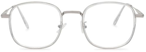 KOOSUFA Quadratische Blaulichtfilter Brille Brillengestelle Mode Computerbrille Damen Herren Ultra Leicht Metall Brillenfassung ohne Stärke mit Etui Helles Silber