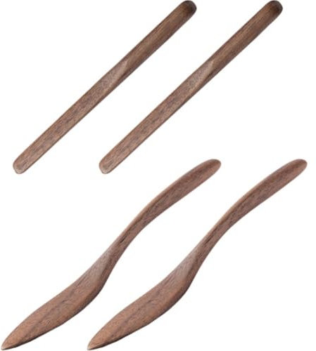 Fituenly 4 Stück Holz-buttermesser, Käsestreuer Und Rührstab, Holz-erdnuss-gelee-streuer, Gewürz-sandwichmesser, Spatel, Küchenutensilien