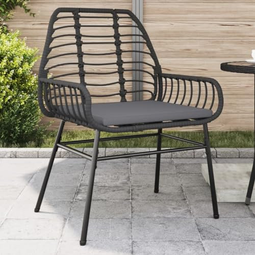 Xichuzi Gartenstühle 2 STK. mit Kissen Schwarz Poly Rattan, Gartenmöbel, Terrassenstühle, Balkon Stühle, Balkonstuhl, Garten Stühle Für Draussen - 369093