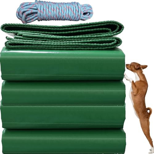 YANFEILI Abdeckplane wasserdicht,3x7.5m 520g/m² tarp PVC Gewebeplane mit Ösen,Bauplane,Pool Bodenplane,Zeltplane für Boden,Regenplane Anhänger Plane,Holzabdeckplane,Gartenplane Grün