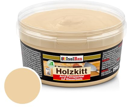 Isolbau - Holzspachtelmasse 250 g - Holzspachtel Holzkitt außen und innen - Holzreparaturspachtel - Holzreparaturmasse - fertiger Holzspatel - schnelltrocknend - Kiefer dunkel (Nr. 10)