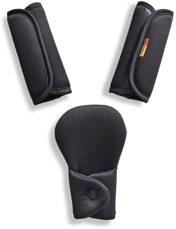 SeedFuture Juego de fundas para correas de asiento de coche para bebé, fundas con almohadilla para la entrepierna, color negro
