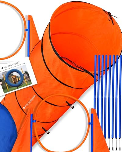 PfotenWunder® Profi-Agility-Tunnel, 3 Meter Länge, Agility-XXL-Tunnel-Set groß, für kleine & große Hunde-Training Sport XXL-Parcour Zubehör