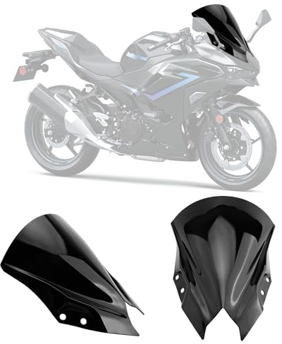 15'' Windscreen Accessory Fit for 2024 2025 Kawasaki Ninja 500 and Ninja 500se Double-Layer Bubble Windshield, Deflector Protective Cover and Fairing (Black)