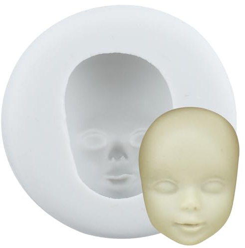 Sijiangmold Cara humana moldes de silicona cara de bebé fondant cabeza de muñeca moldes de chocolate para decoración de pasteles cupcakes dulces arcilla polimérica pasta de flores