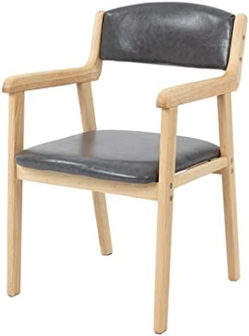 Silla decorativa de cuero con brazos, cómoda silla de comedor tapizada, silla moderna para sala de estar con patas de madera, silla de escritorio para cocina, dormitorio, esquina pequeña