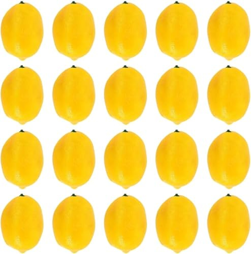 Hehglng 20Pcs Yellow (Lemon) Mini Fake Lemon Fruit, Plastic Foam Vegetables Fruit as Home Party Ornament Craft Photography Props Gift, Artificial Fruits Decorative Accessories