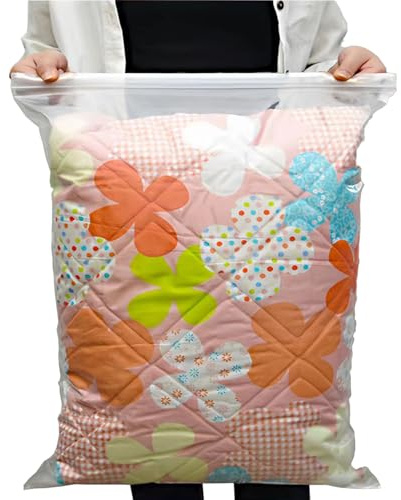 X-YSUNEAS 20 Stück 50x60cm Vakuum-Platzsparer Taschen – Wiederverwendbare Klare Aufbewahrungstaschen mit Reißverschluss, Griff Seal, für Kleidung, Bettwäsche & Reisen, ohne Loch