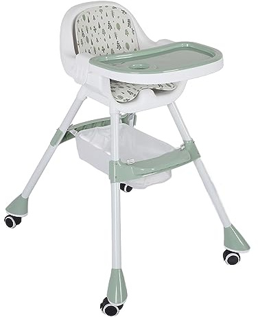 Seggiolone per Bambini, Seggiolone Convertibile Multifunzionale, Salvaspazio e Pieghevole per Uso Domestico (GREEN)