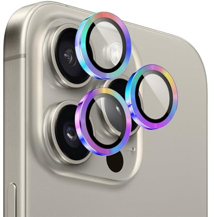 LZAYN 1 Pack Camera Lens Protector for iPhone 14 Pro/14 Pro Max | iPhone 15 Pro/15 Pro Max/16 Pro/16 Pro Max,Anti Scratch,HD Tempered Glass,Metal Individual Ring Lens Protectors,color