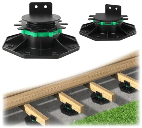 Hanured® 24 pièces Plots terrasse réglable, hauteur réglable de 40 mm à 60 mm, avec anneau de fixation pour une stabilité maximale, supports de solives de plancher