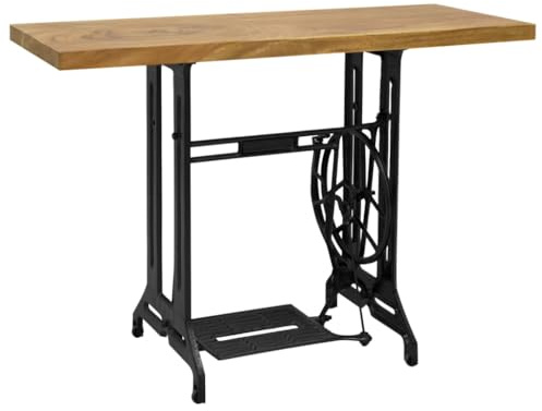 QUAHEAS Nähmaschinen-Konsolentisch, 110x40x75 cm, Massivholzplatte, Vintage-Design, für Wohnzimmer, Schlafzimmer, Flur