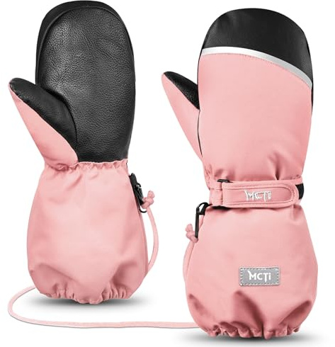MCTi Skihandschuhe Kinder, Wasserdicht Winterhandschuhe Fäustlinge, Snowboard Handschuhe, Wärme für Jungen und Mädchen 1-15 Jahre Cloud Pink XXXS