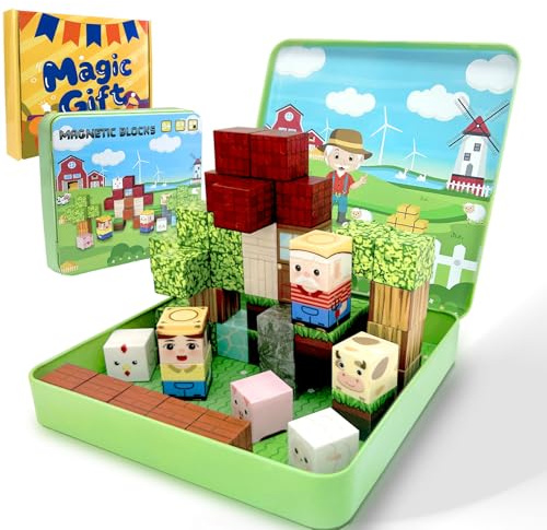 49 st Magnetiska Block, Montessori Magnetiska Byggklossar, STEM-leksak, Fidgetkuber, Födelsedagspresenter för, för Födelsedag