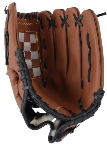 Guanti da baseball per bambini, guanto da softball da baseball traspirante in pelle per ragazzi per allenamento (Marrone)