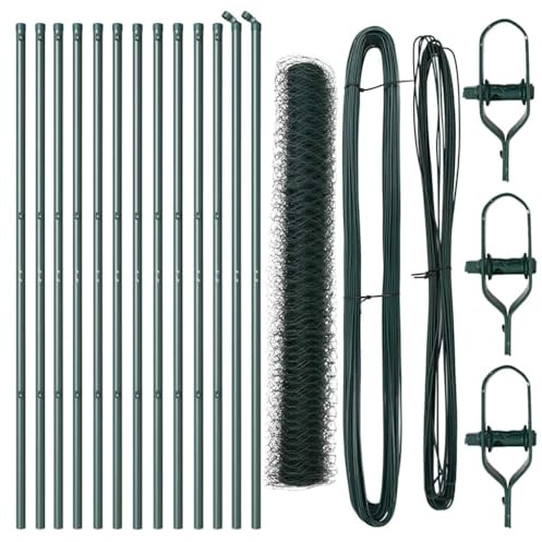 vidaXL Stängselstolpe Grön 25 x 1,4 m (36 mm nät) Stål och PVC, Trädgård och terrass, hållbart stålstaket, moderna utomhuspaneler, säkerhetsinlägg, bostadsbarriär