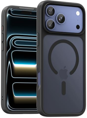 UNBREAKcable für iPhone 17 Pro Max Hülle für MagSafe, Vollständiger Kameraschutz, Eingebauter Magnetring, Stoßfest Kratzfest Transluzente Matt Handyhülle für iPhone 17 Pro Max Case 6,9 Zoll, Schwarz