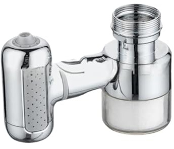 Lawnoval Aeratore per rubinetto a braccio meccanico a quattro velocità con beccuccio d'acqua esteso, ottone antispruzzo e ugello ABS compatibile con vari tubi, argento