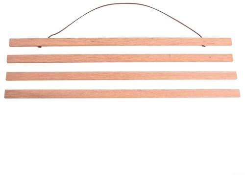 Besttoolifes Cornice per poster in legno di teak con cordino per appendere e magneti per immagini, mappe e pergamene, set di 4 strisce di legno, da 21 cm a 51 cm (51 cm)