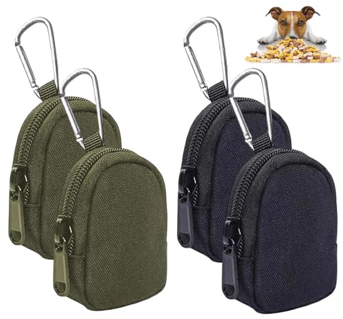 4 Stück Leckerlitasche für Hunde, Futterbeutel Hundetraining, Snackbeutel Hund, Erziehungshilfen für Hunde, Hundeleckerli Tasche mit Karabiner und Reißverschluss, Praktische Hundetrainingshilfe für