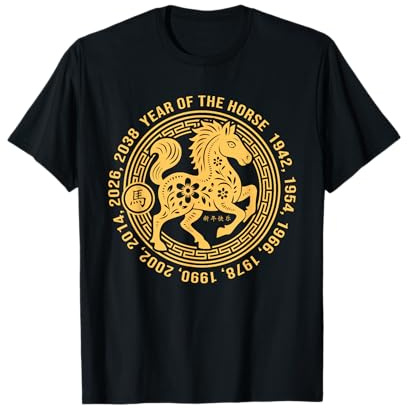 Nouvel an Chinois 2026 Année du Cheval de feu Signe du Zodiaque T-Shirt