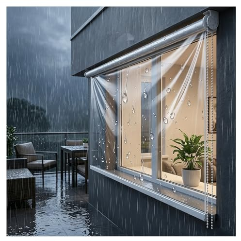 ZXCASDF Tende da Esterno Trasparenti a Rullo Impermeabili in PVC，Tenda avvolgibile Trasparente HD，per Giardino Esterno,Balcone,Patio，Tapparella Avvolgibile Anti-Vento(W70*H180cm/W27.55*H70.8in)