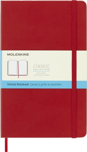 Moleskine Classic Notebook, Taccuino con Pagine Puntinate, Copertina Rigida e Chiusura ad Elastico, Formato Large 13 x 21 cm, Colore Rosso Scarlatto, 240 Pagine