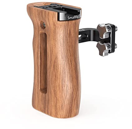 SMALLRIG Universal Wooden Handle mit Threaded Holes und Cold Shoe Holder Verstellbarer Griff für Kamera Cage - 2093C