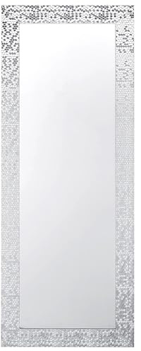 Beliani Moderner Spiegel Wabenmuster Stil silbern Wandspiegel 130 x 50 cm Marans