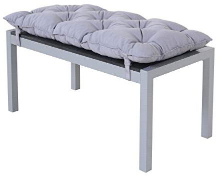 Chicreat - Banc en aluminium avec surface en polywood et coussin, Argenté et noir, 100 x 50 x 45 cm