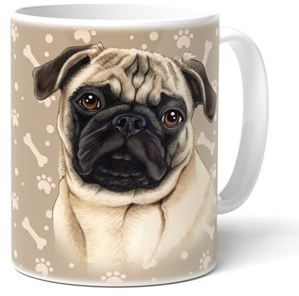 power gift MOPS (46) - Kaffeetasse, Becher, Teetasse aus hochwertiger Keramik. Kaffeebecher mit schöner Grafik und Spruch in deutscher Sprache. Praktisches Geschenk.
