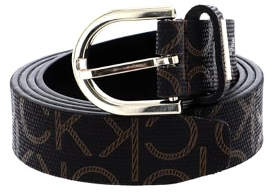 Calvin Klein Damen Gürtel Ck Must Round Belt 2.5 cm Mono Kunstledergürtel, Braun (Brown Mono), 95 cm