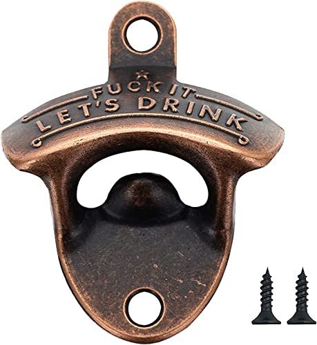 Wall Mounted Beer Bottle Opener, Cast Iron Bottle Opener Wall Mounted, Rustic Retro Style Vintage Beer Openers for Bar, Kitchens & Vintage Rustic Bar
